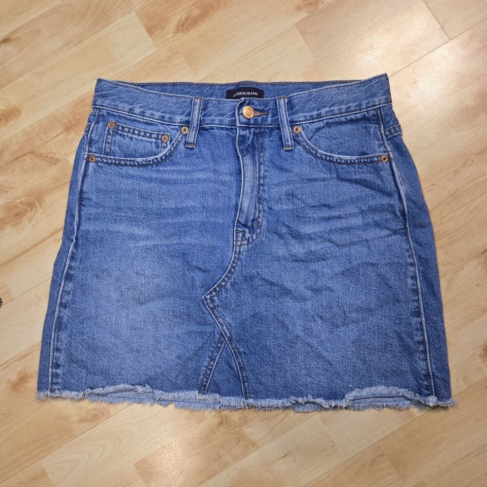 J.Crew Factory Light‎ Wash Blue Denim Cotton Blend Mini Skirt Women's Size 27